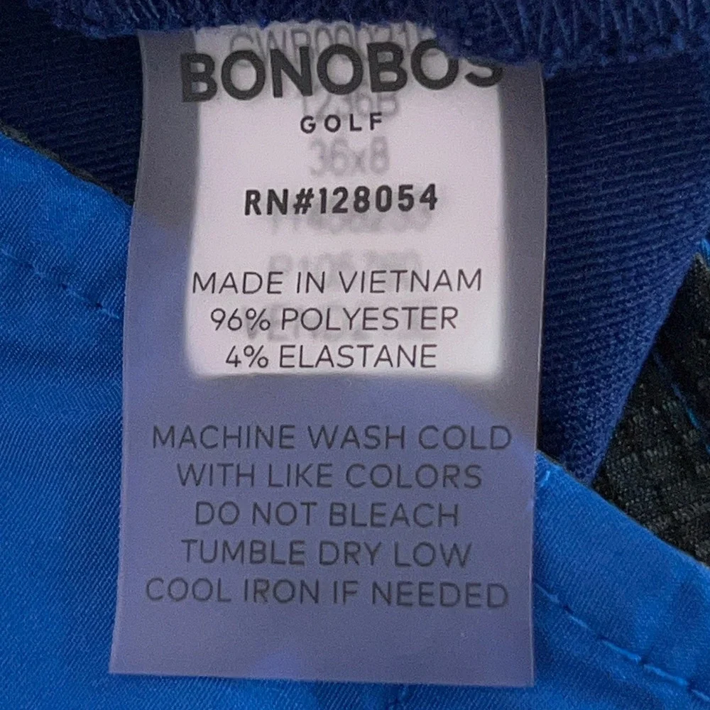 Bonobos Mens 36 Blue Standard 8 Inch Inseam Performance Golf Shorts